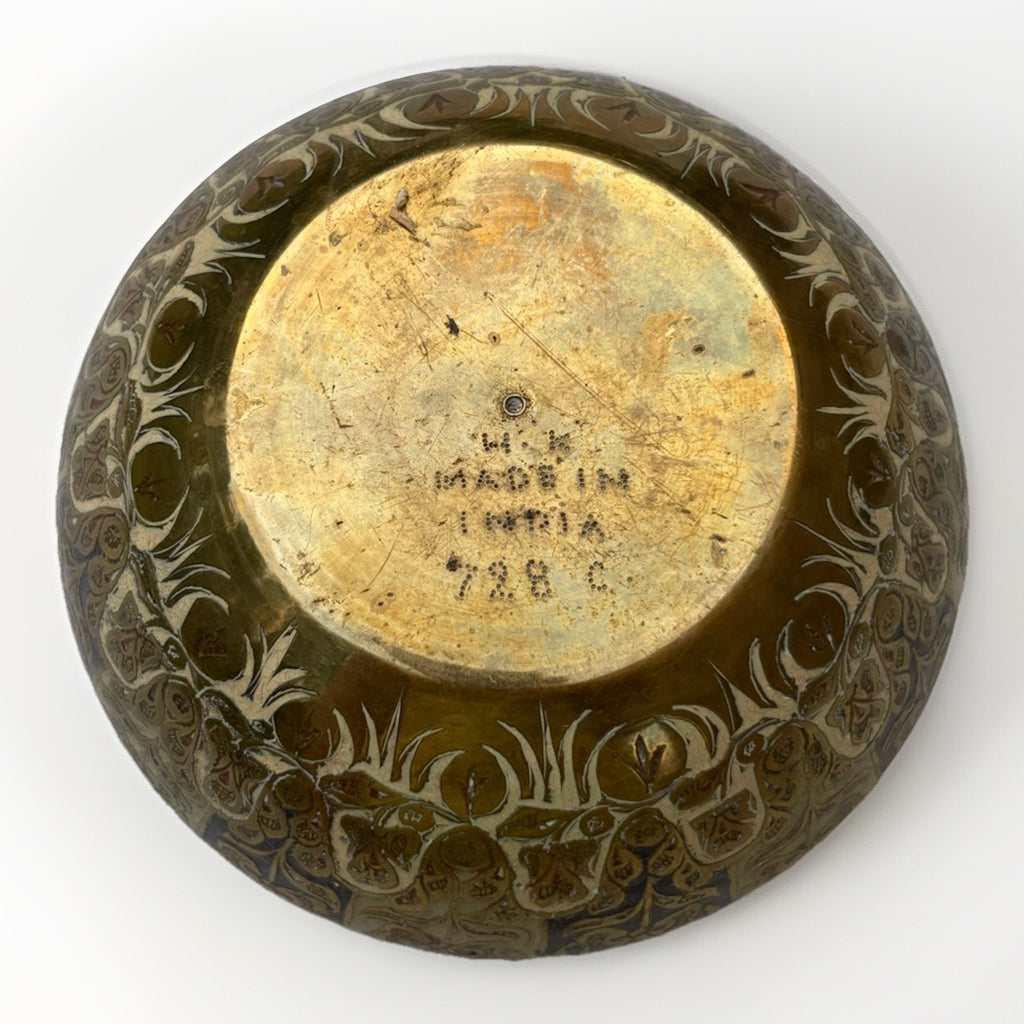 ANTIQUE BRASS ENGRAVED BOWL MARKED Made In India