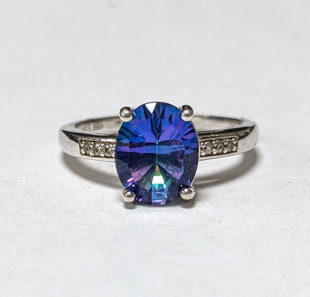 Mystic Topaz Ring Sterling Silver Jewelry  Size 7.75