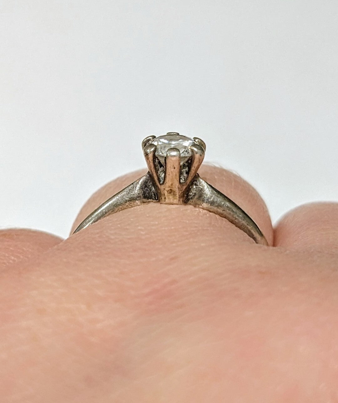 Vintage CZ White Sterling Silver Ring Size 6.5