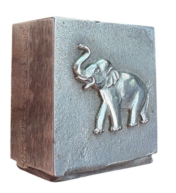 Silver metal elephant paperweight decorative