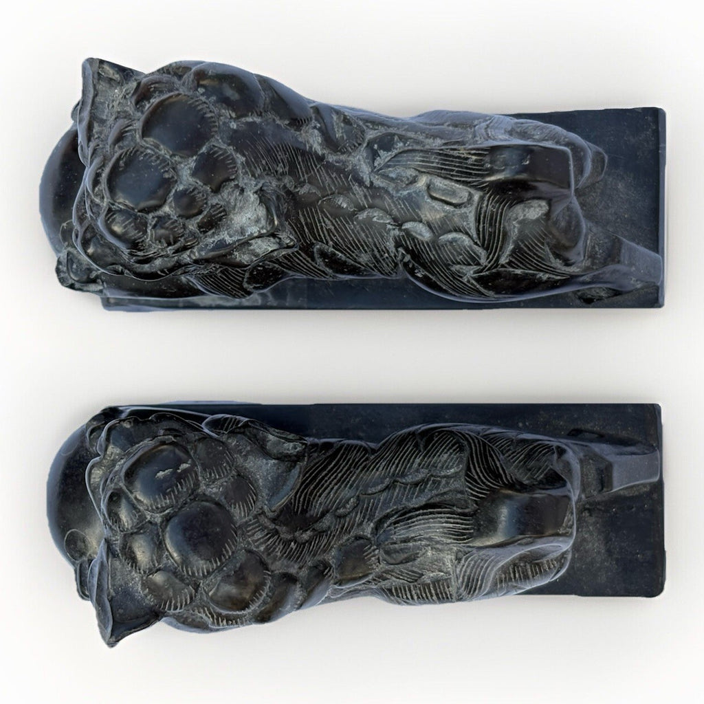 Vintage MCM Hand Carved Stone, Pair of Foo Dogs