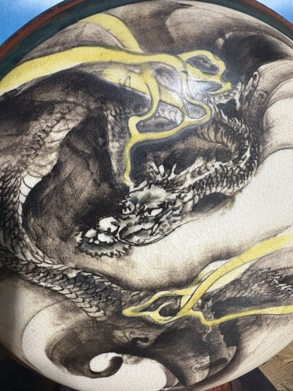 Antique Japanese Satsuma Revival Dragon Moon Flask Vase Signed