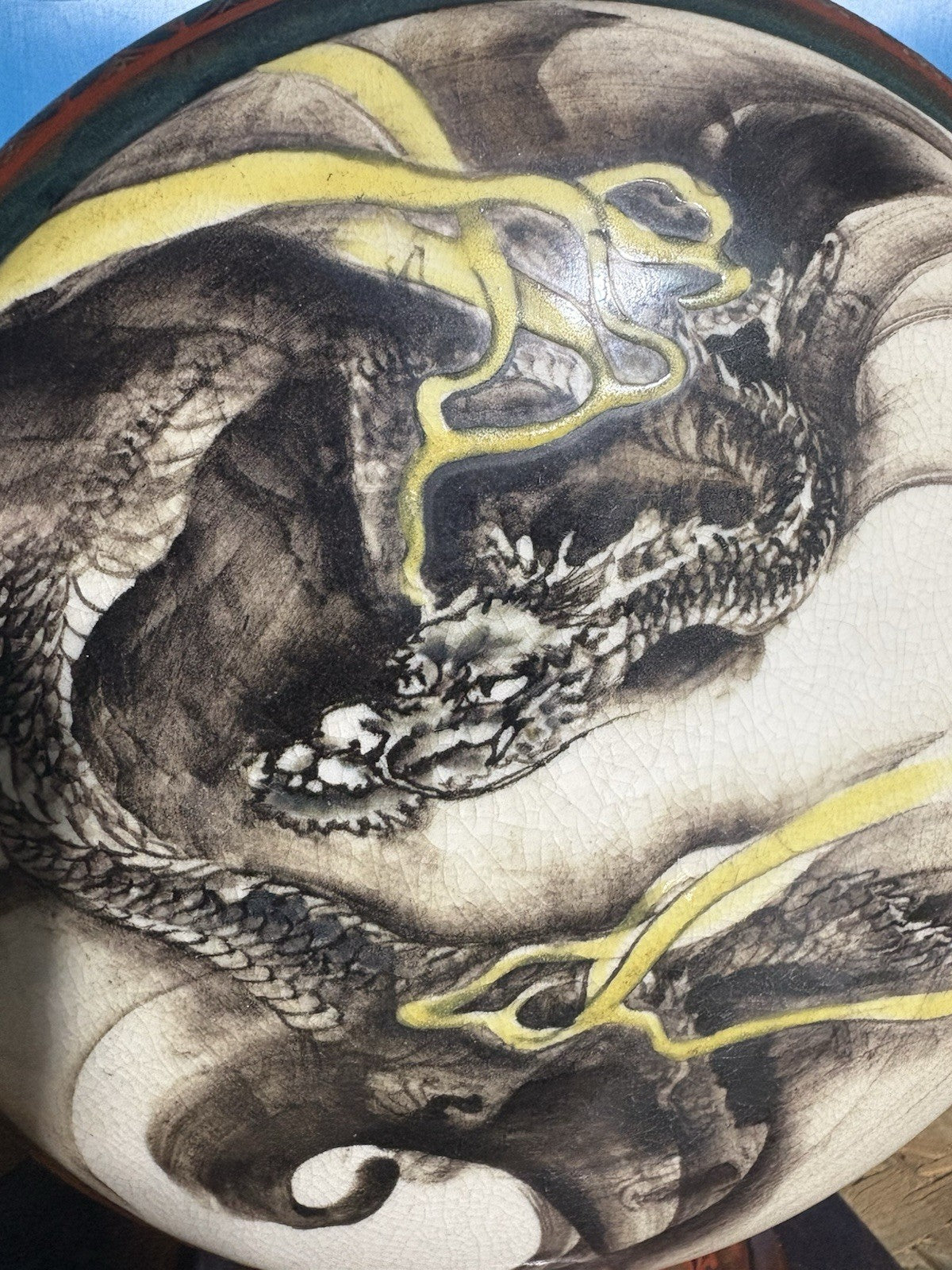 Antique Japanese Satsuma Revival Dragon Moon Flask Vase Signed