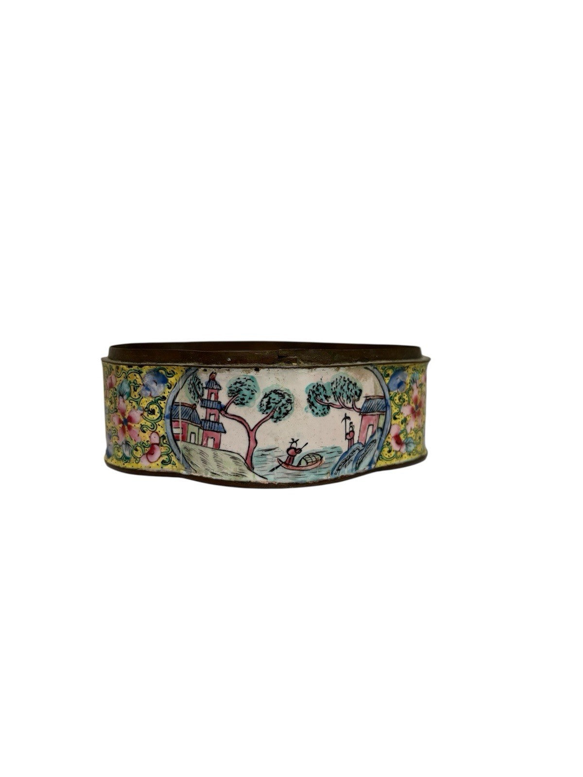 Antique Chinese Enamel On Copper Tricket Bowl, Late Qing Period Marked!