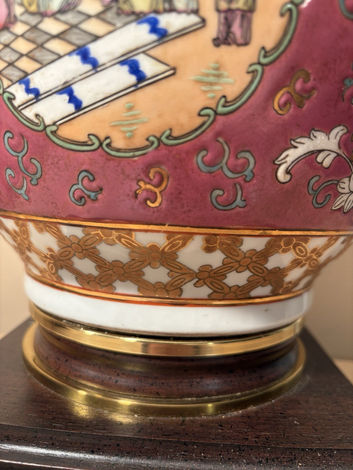 Monumental Chinese Famille Rose Porcelain Vase Lamp 36” – Applied Florals
