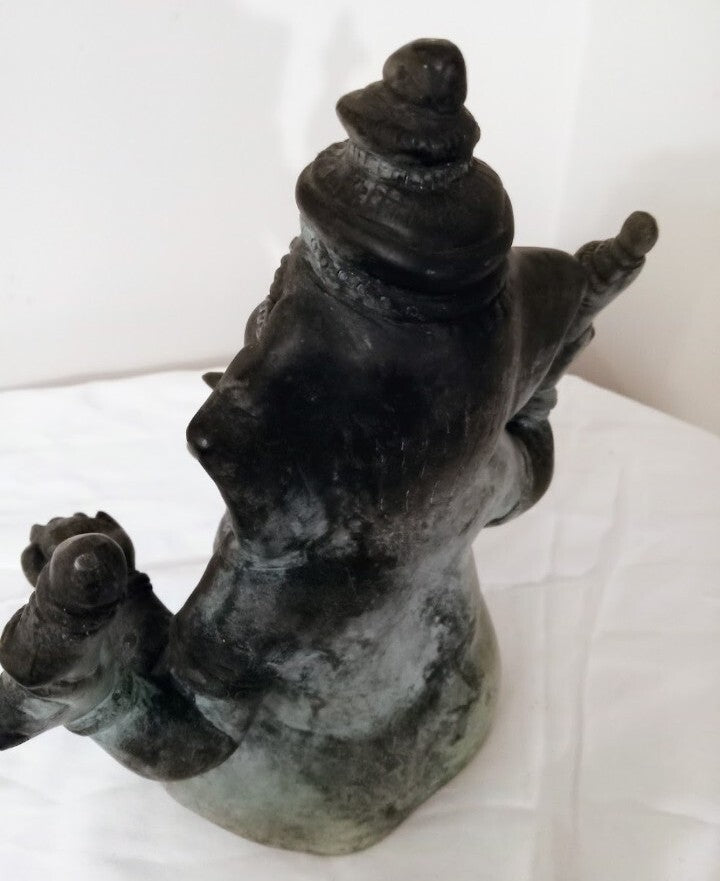 Antique Bronze Ganesha Statue Hindu God Ganesh Figurine Spiritual 10"