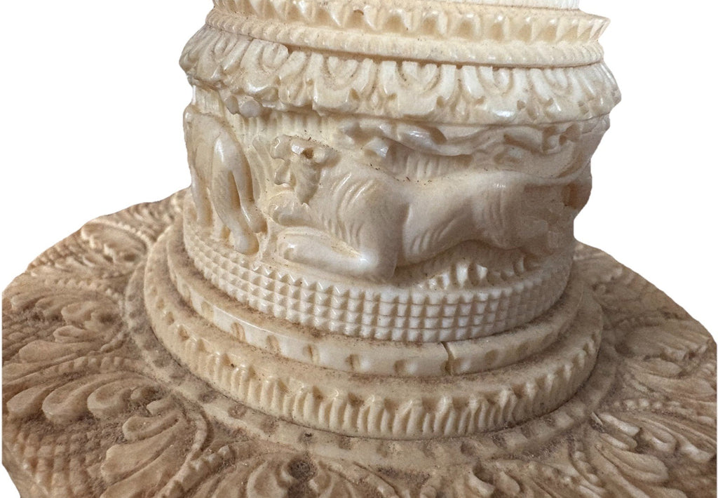 18” Antique Carved Asian Lamps Pair – European Plug, Original Bulbs Rare
