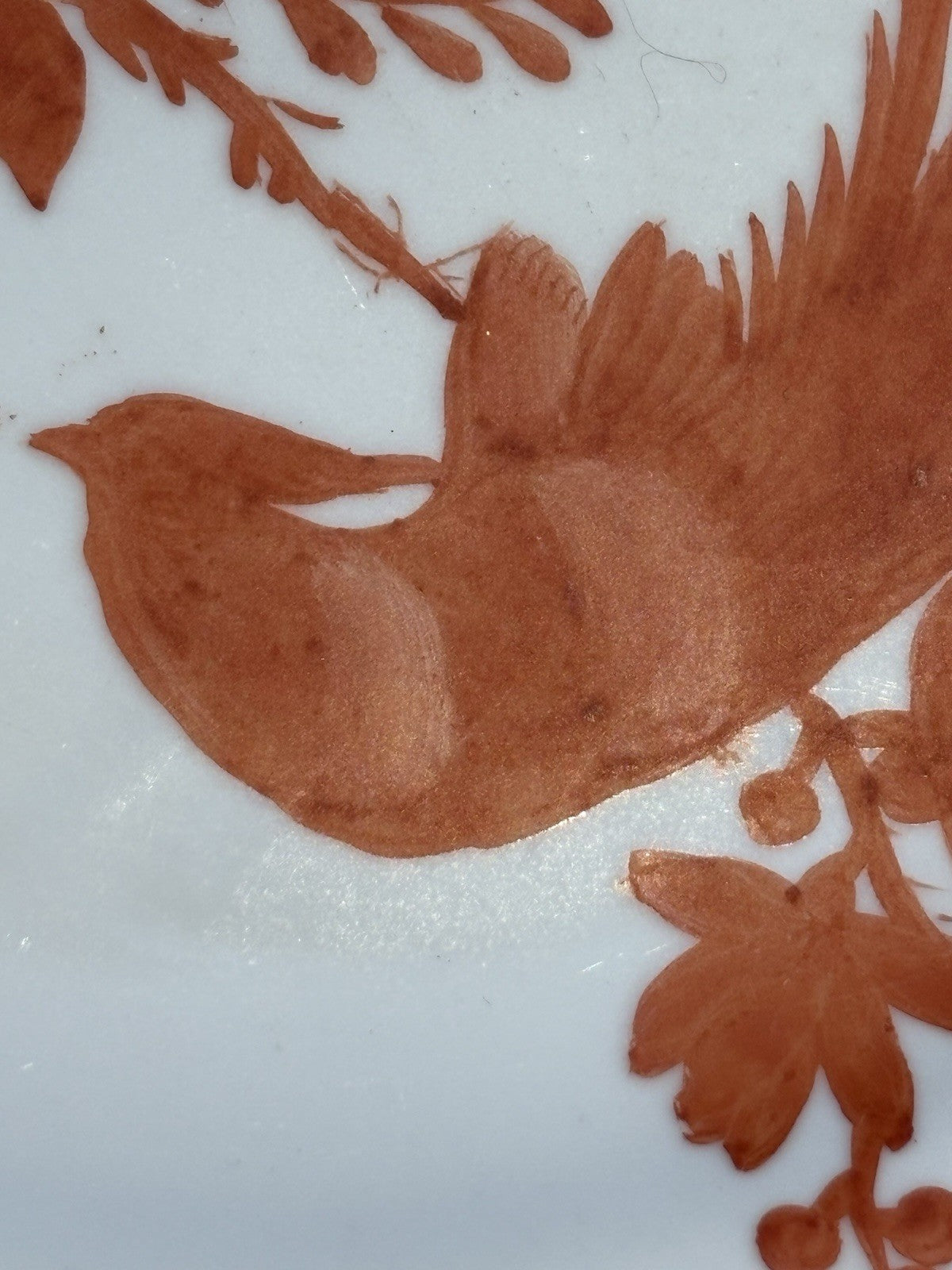 Antique Chinese Porcelain Plate Iron Red Pheasant Peony Qianlong Mark 9”
