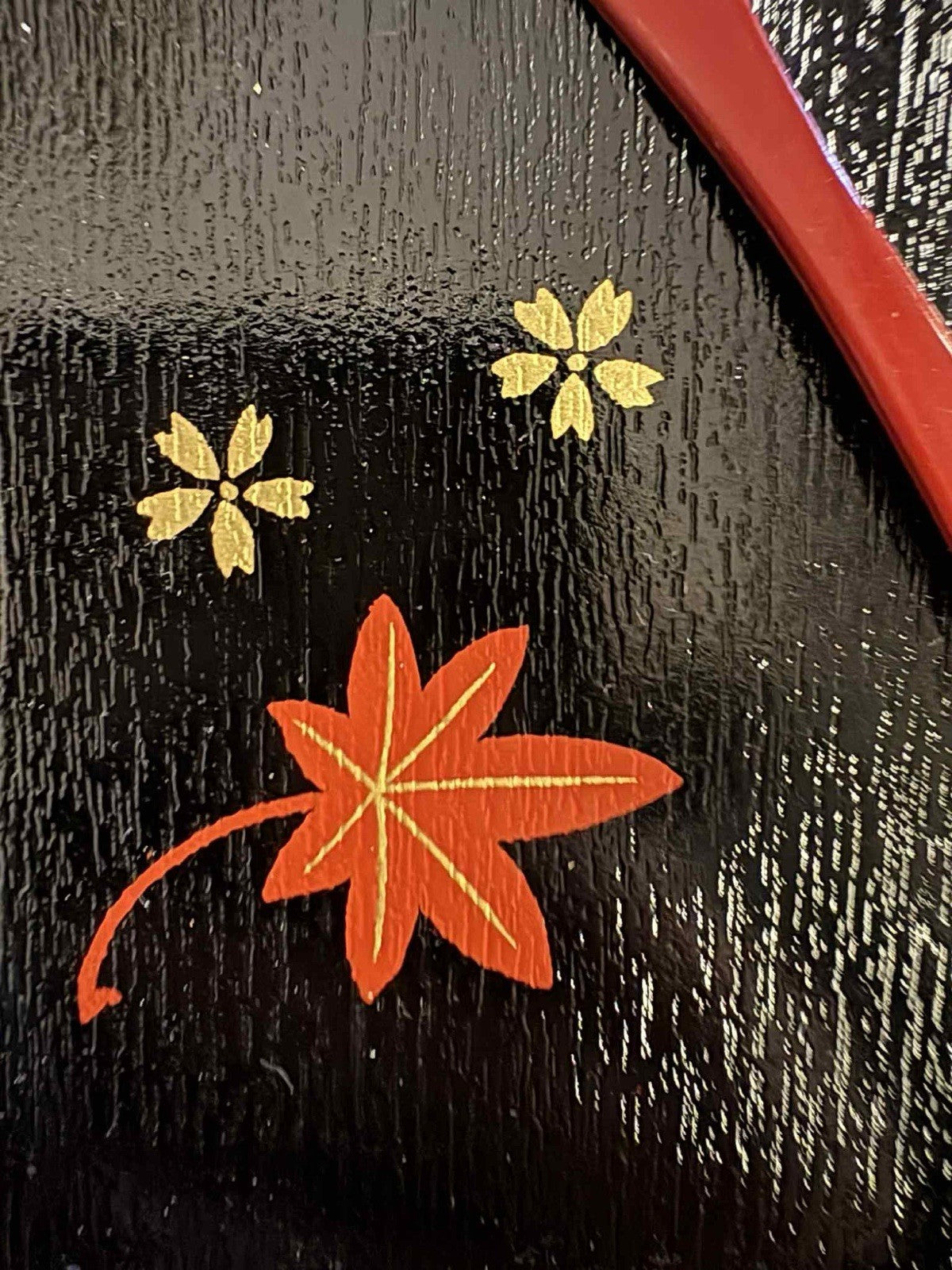 Vintage Japanese Lacquer Dessert Plates & Fork Picks Set w/ Box 5pcs