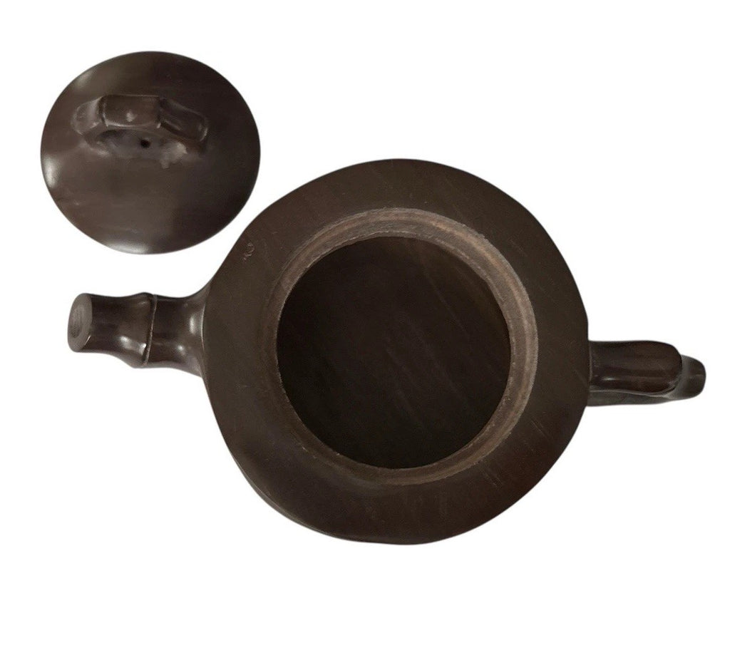 Vintage Chinese Riverstone Bamboo Teapot “天下壶城” Yixing Style w/ Silk Pouch