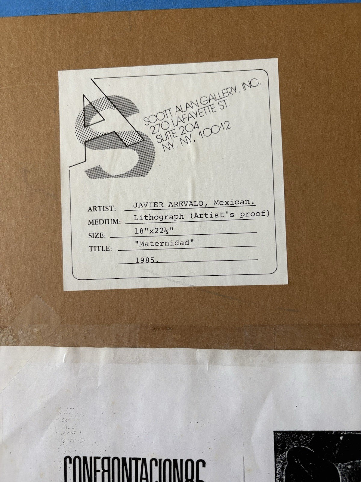 Artist Proof Javier Arevalo, Lithograph Artist Proof 1985 “maternidad” Show 9/18