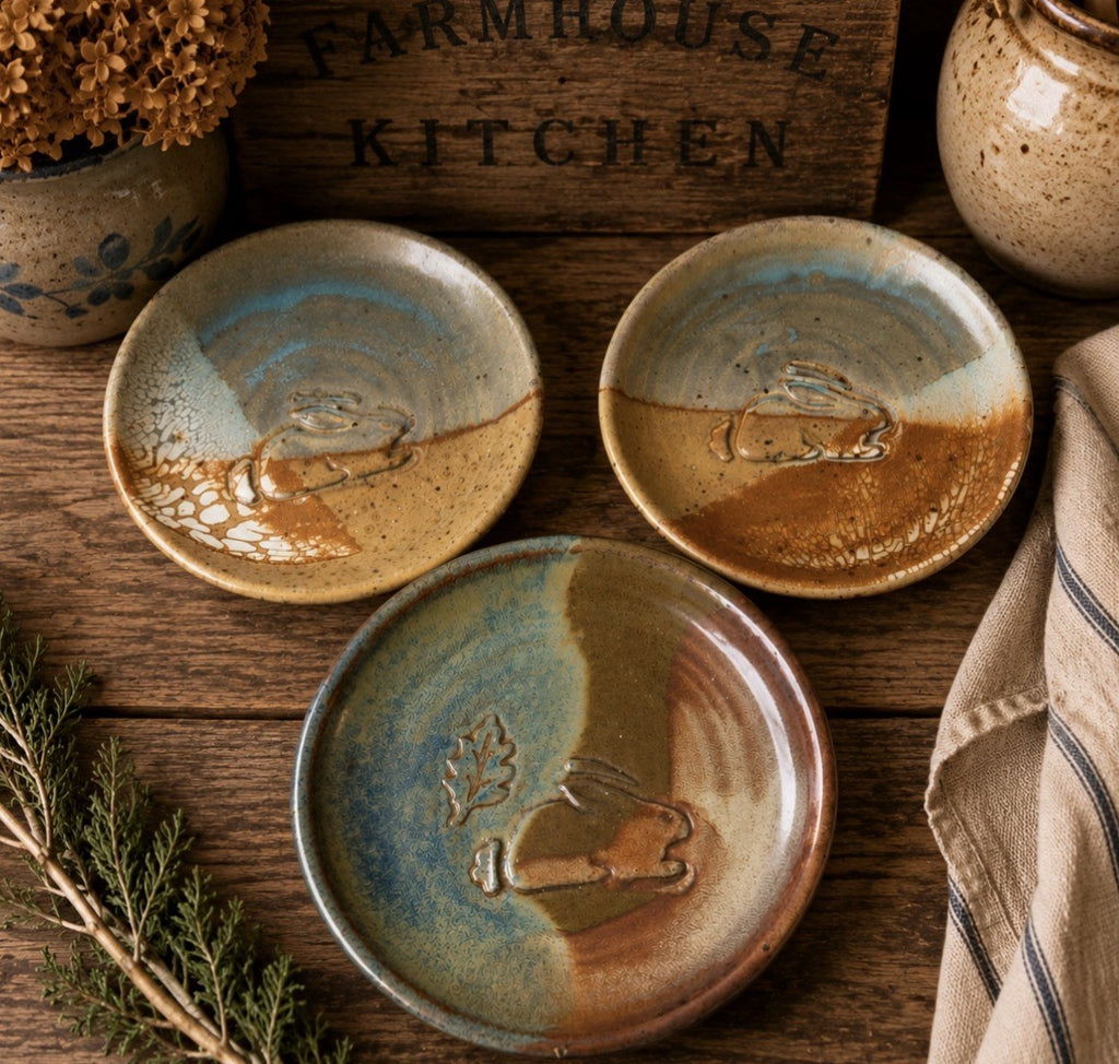 Joel Edwards Signed Studio Pottery Rabbit Dish Collection – Set of 3 - MCM