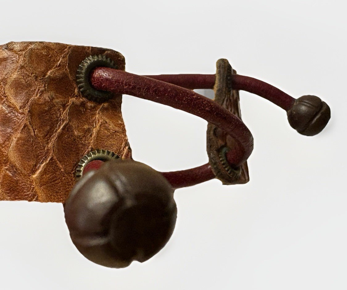 Vintage Python Leather Wide Cuff Bracelet Artisan Boho Santa Fe Style
