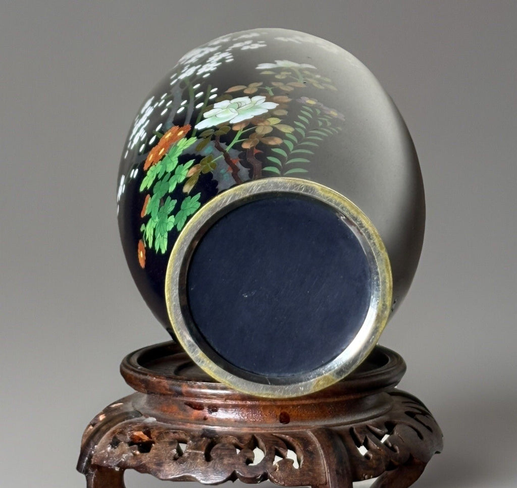 Old Cobalt Blue Japan Vase Bird Blossom Branch Cloisonné 9.5” See Pics Damage