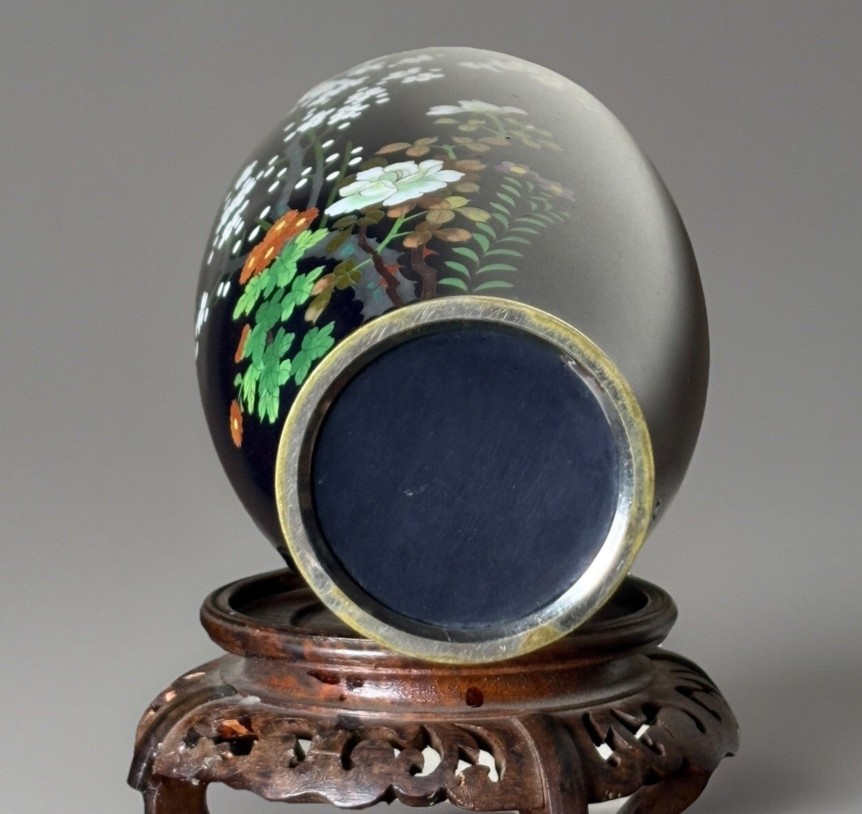 Old Cobalt Blue Japan Vase Bird Blossom Branch Cloisonné 9.5” See Pics Damage