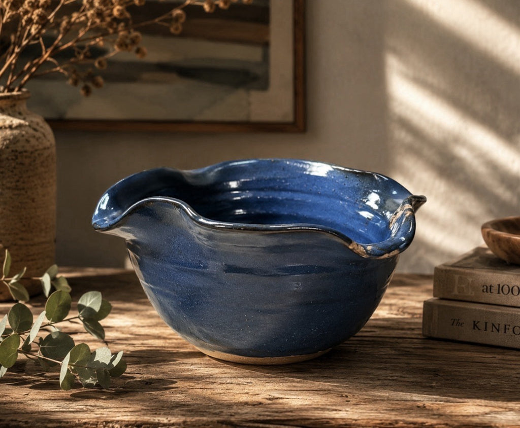 Edwards Studio Pottery Freeform Blue Art Bowl Mid Century
