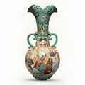 Antique Japanese Moriage SATSUMA Hand Painted VASE Earthenware Double Handle