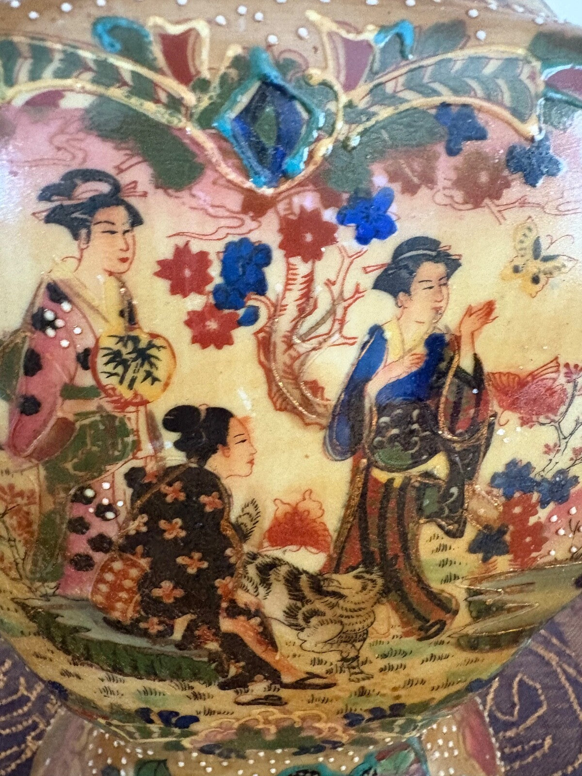 1920 10” Rare Vintage Royal Satsuma Hand Painted Vase 12 Inches
