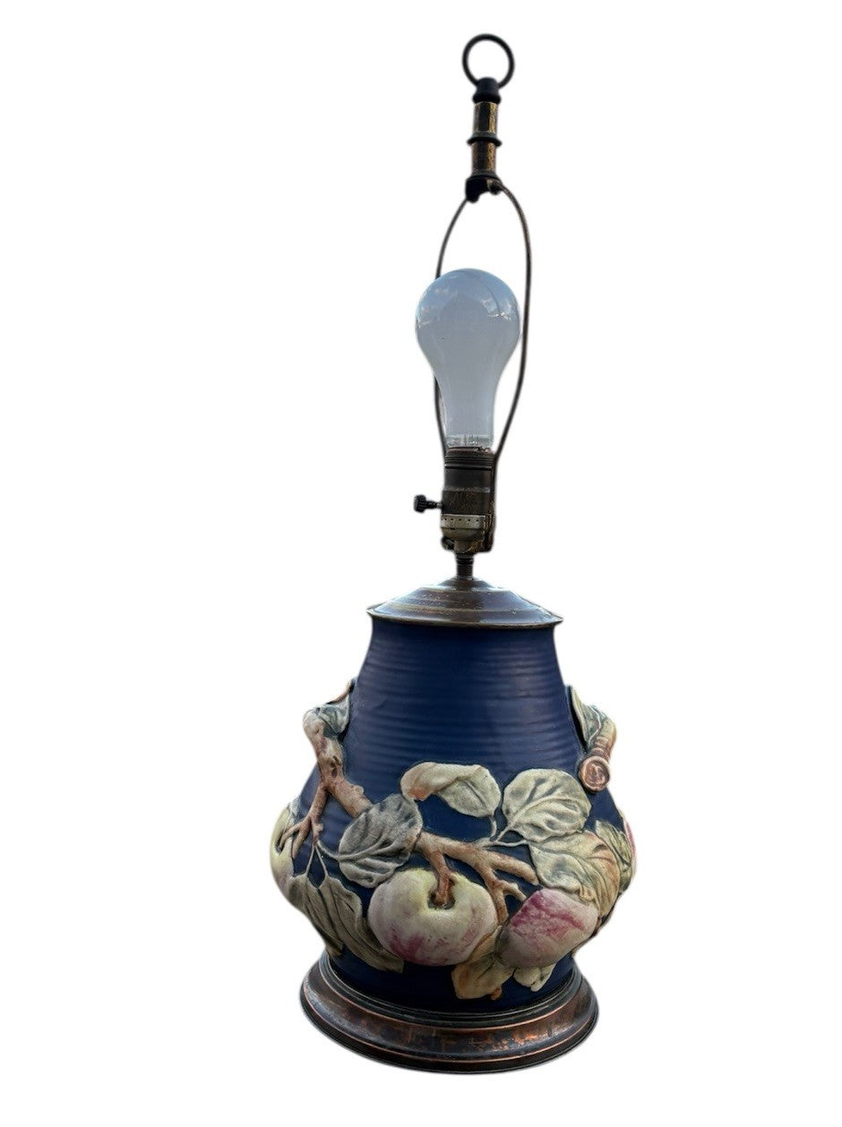 Antique Weller Baldin Apple Pottery Lamp Base