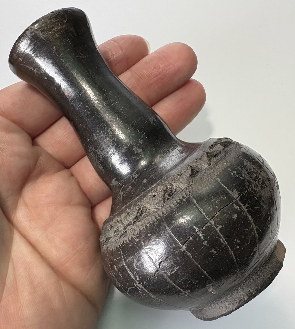 Chinese  Antique Black/brown Clay Pottery Vase 4” tall  Set Of 4 17th C.