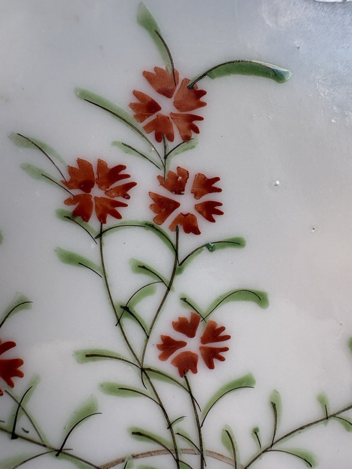 Meiji–Taishō Kutani Hand-Painted Plate Flowers & Butterfly, Signed 19th C