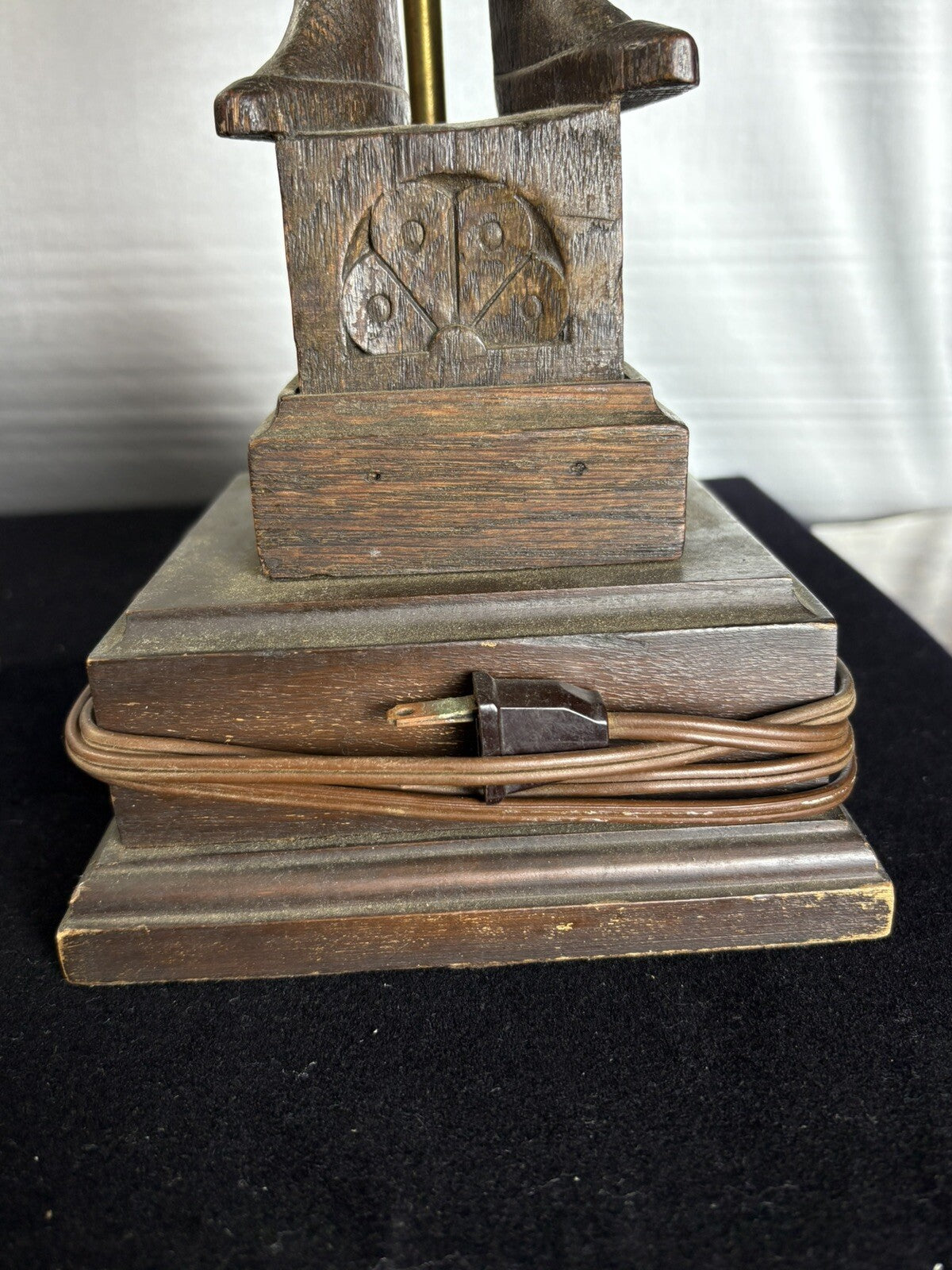 Vintage Pair Incredible Carved Wood Lamp Musicians 37”