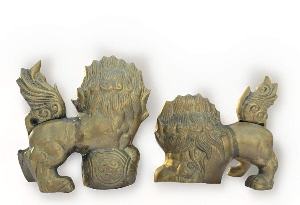 Vintage Brass FOO DOGS: Pair of Brass Foo Dog. 5”x 5”