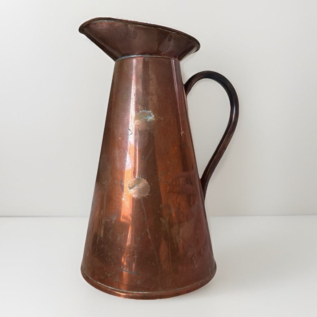 Antique Solid Copper Pitcher Rustic Farmhouse Primitive Country Decor 10”