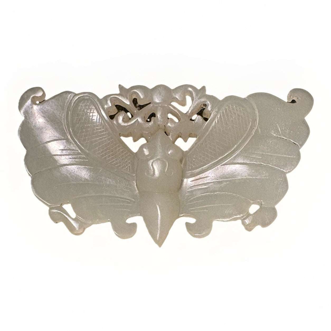 Antique Chinese White Jade Butterfly Pendant – Qing Dynasty Symbol of Love