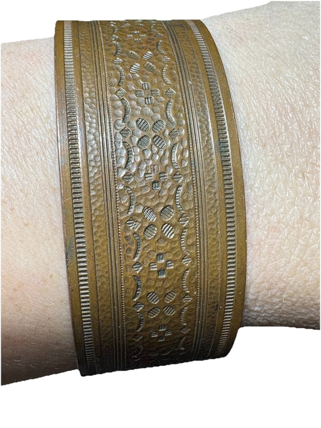 Vintage South Western Solid Copper Abstract wide Cuff Bracelet