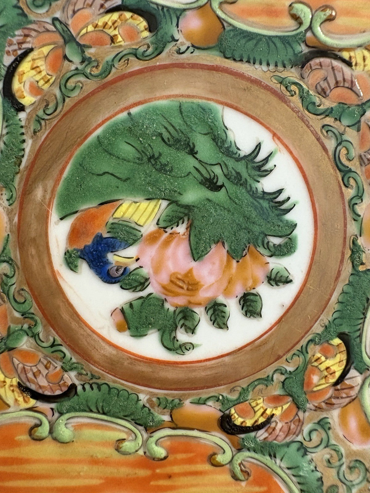 Antique Chinese Rose Medallion Plate 19thC Famille Rose Raised Enamel Export