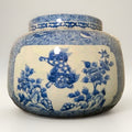 Antique Chinese Blue White Temple Jar Foo Lion Butterfly Handle Qing RARE