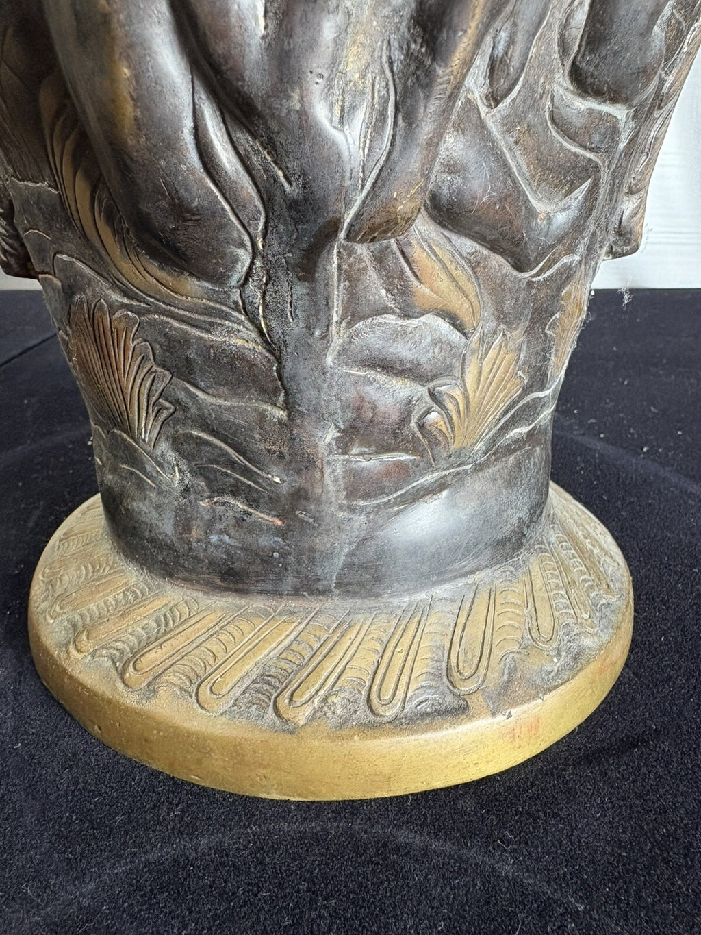 18” Rare Antique Bronze Urn Dragon Handles Mythological Relief 19th Century Art