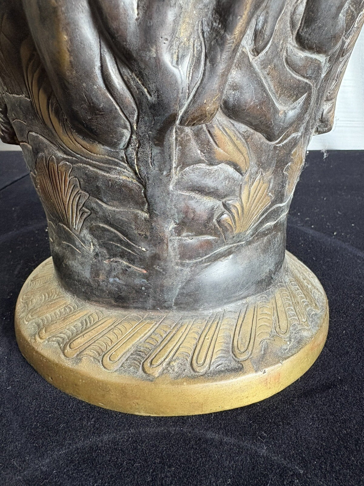 18” Rare Antique Bronze Urn Dragon Handles Mythological Relief 19th Century Art