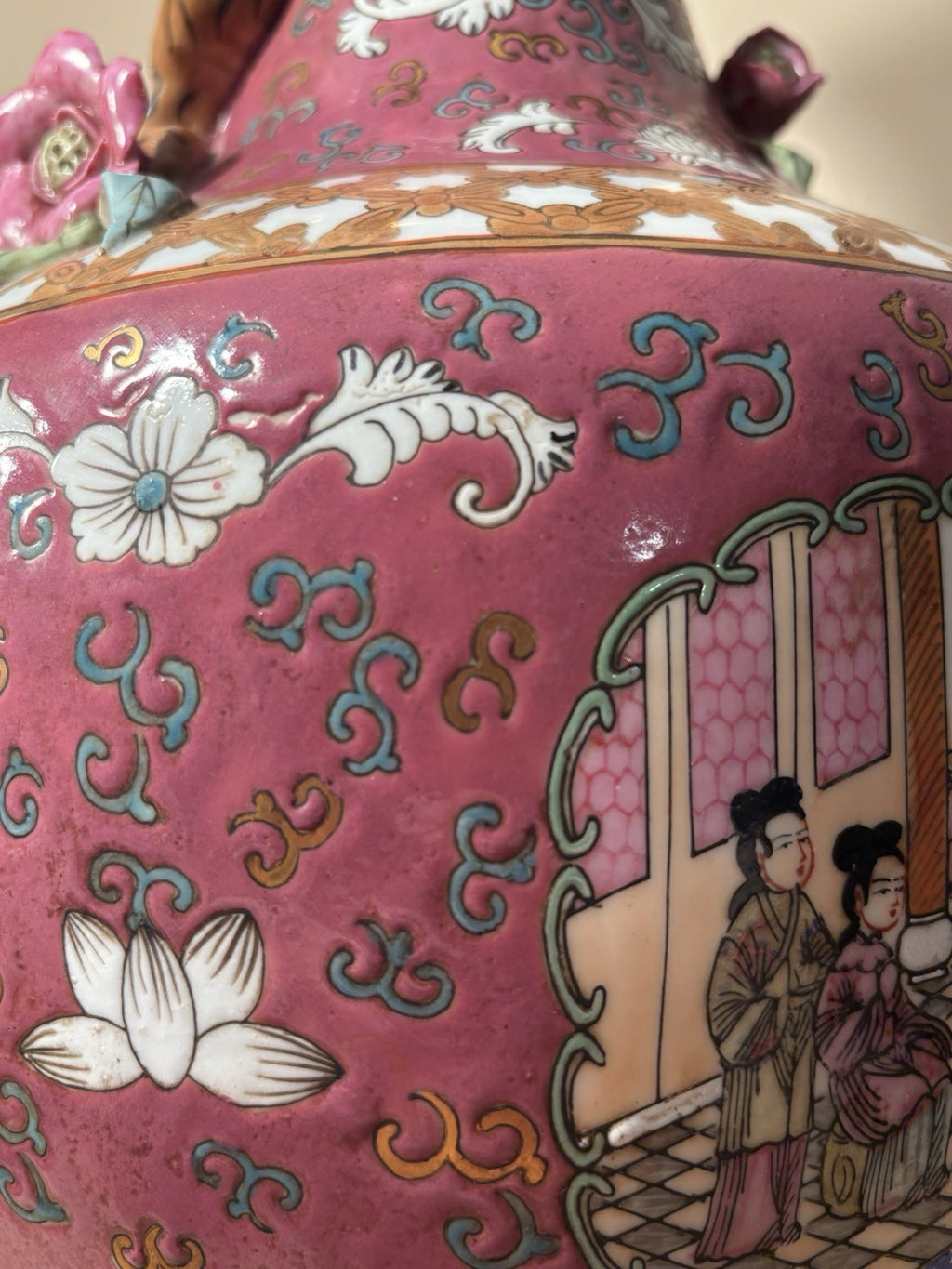 Monumental Chinese Famille Rose Porcelain Vase Lamp 36” – Applied Florals