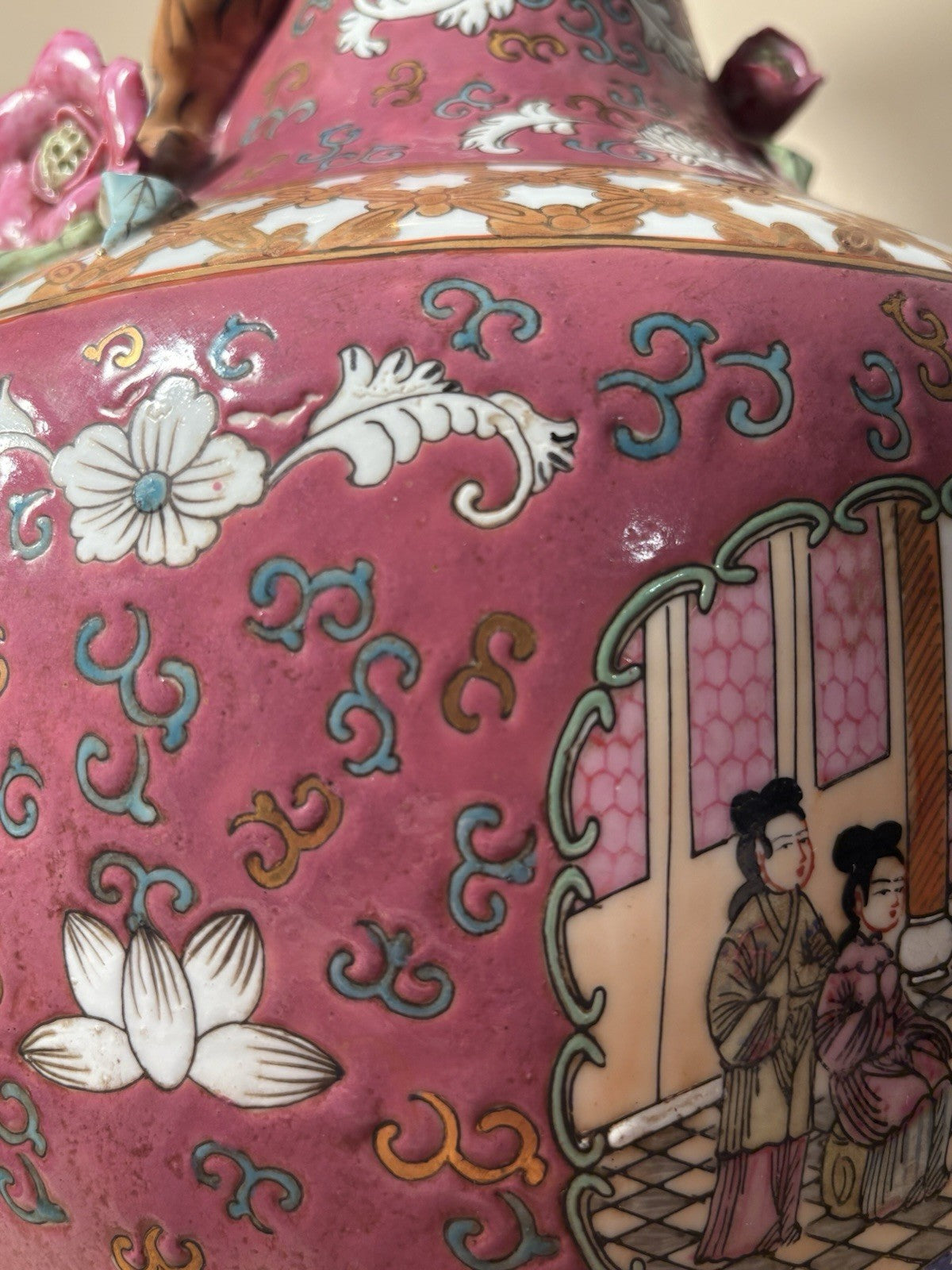 Monumental Chinese Famille Rose Porcelain Vase Lamp 36” – Applied Florals