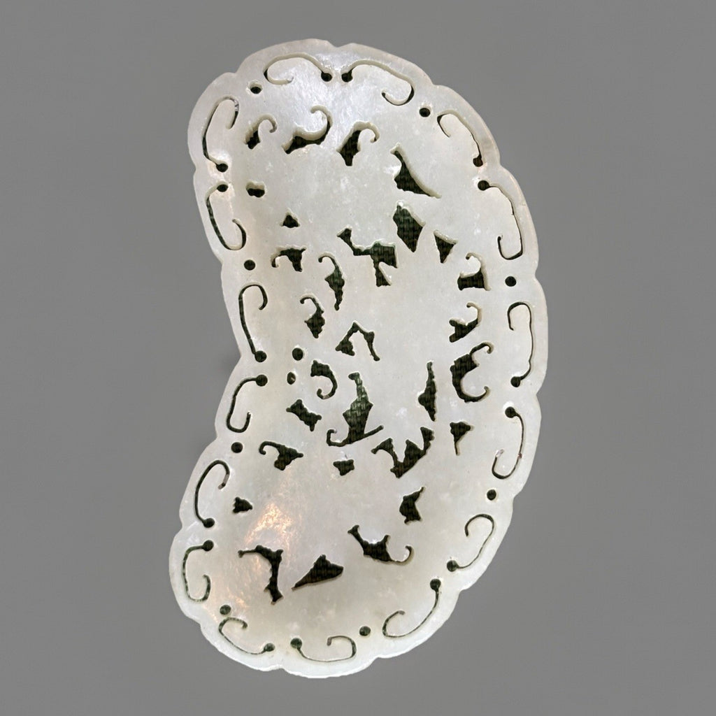Antique Openwork Jade Plaque with Scholar and Floral Motifs 28grams 18thc