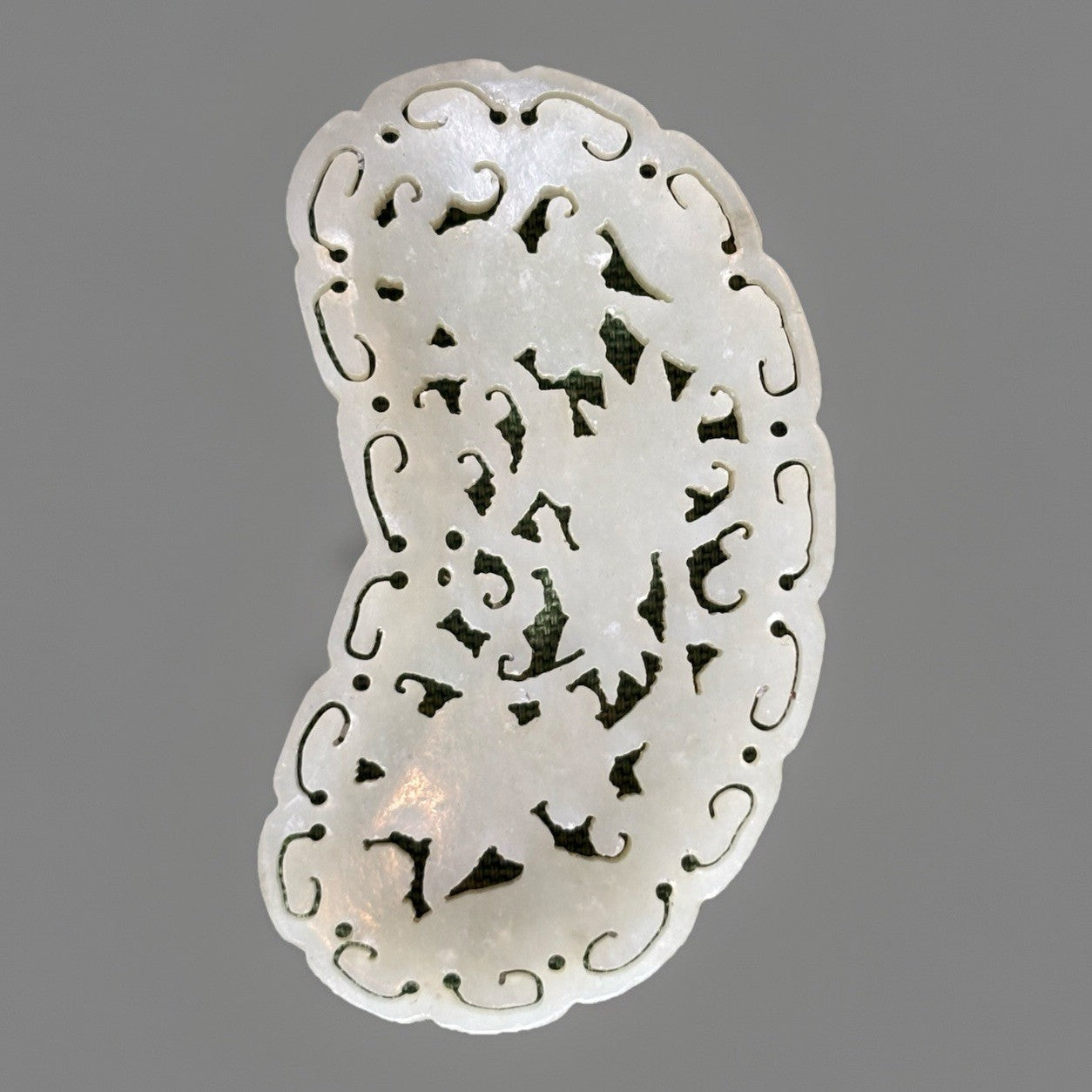 Antique Openwork Jade Plaque with Scholar and Floral Motifs 28grams 18thc