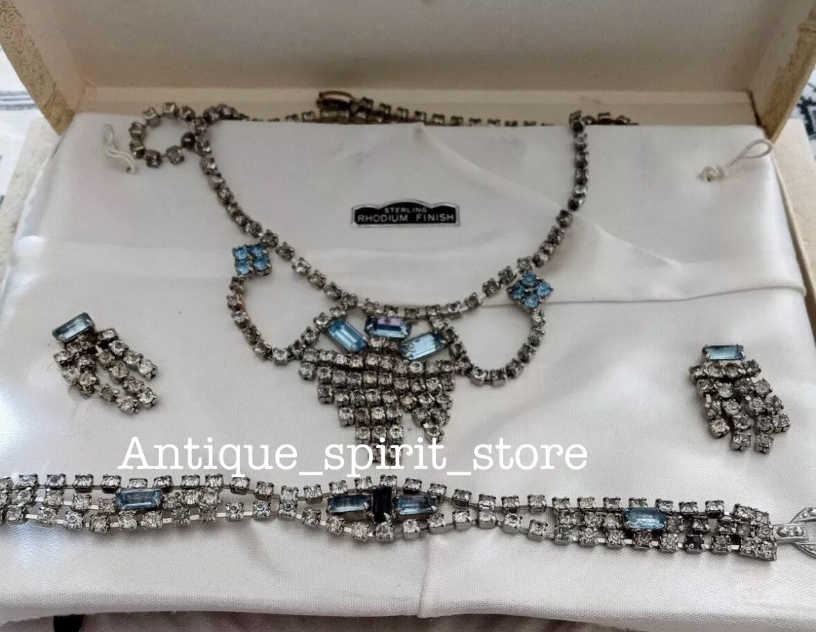 Sterling Silver Rhodium Finish 2 Sets. RARE! Original Box Antique 1920s