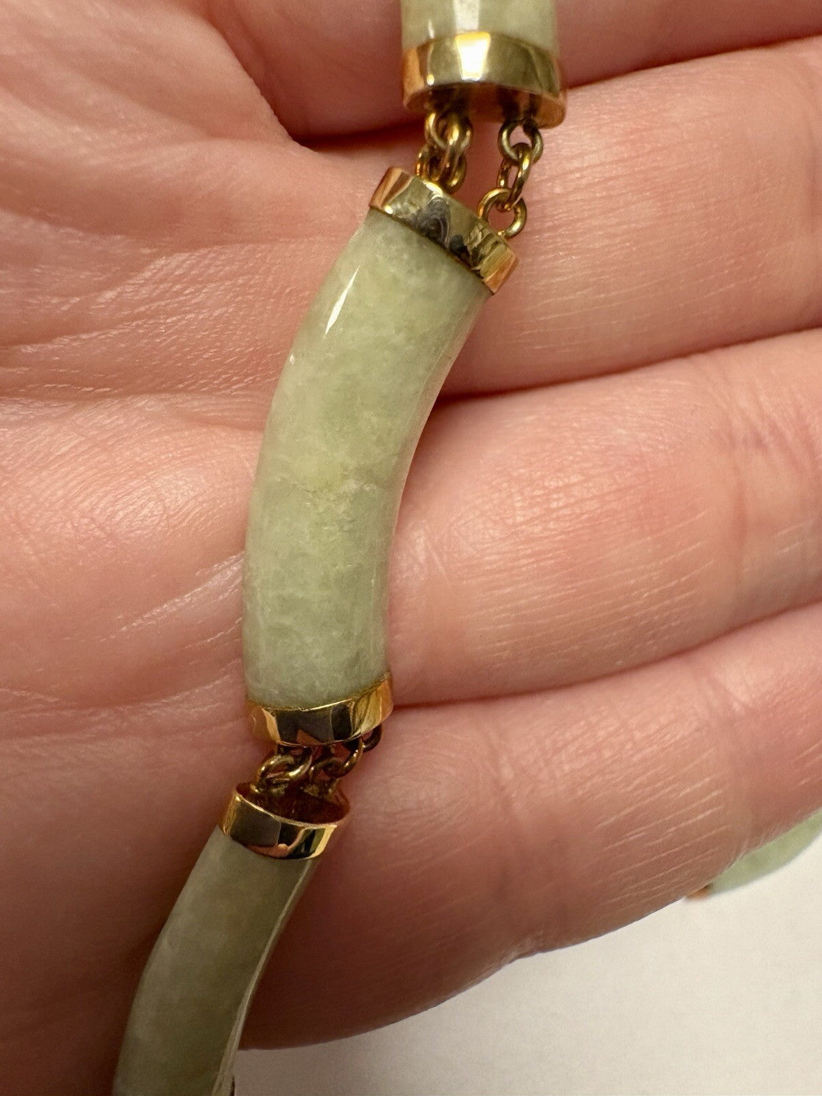 14K Gold & Celadon Jade Necklace – Vintage 17” Oriental Filigree Elegance