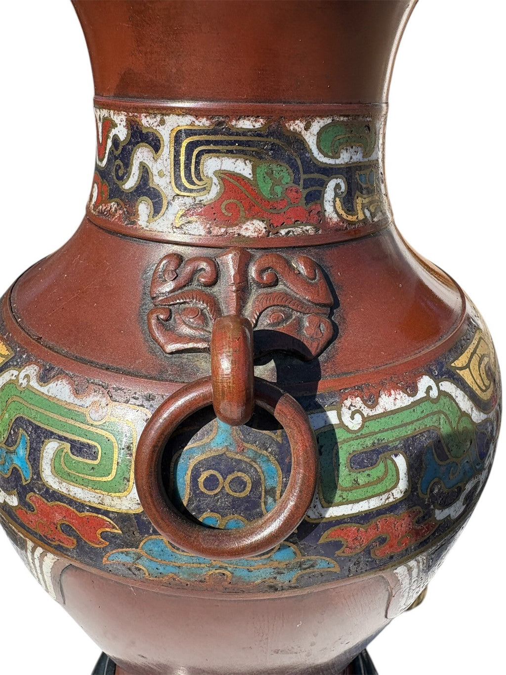 Stunning Vintage Chinese Champleve Enamel Vase Table Lamp 31” Tall