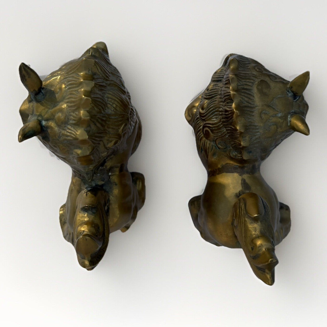 Vintage Brass FOO DOGS: Pair of Brass Foo Dog. 5”x 5”