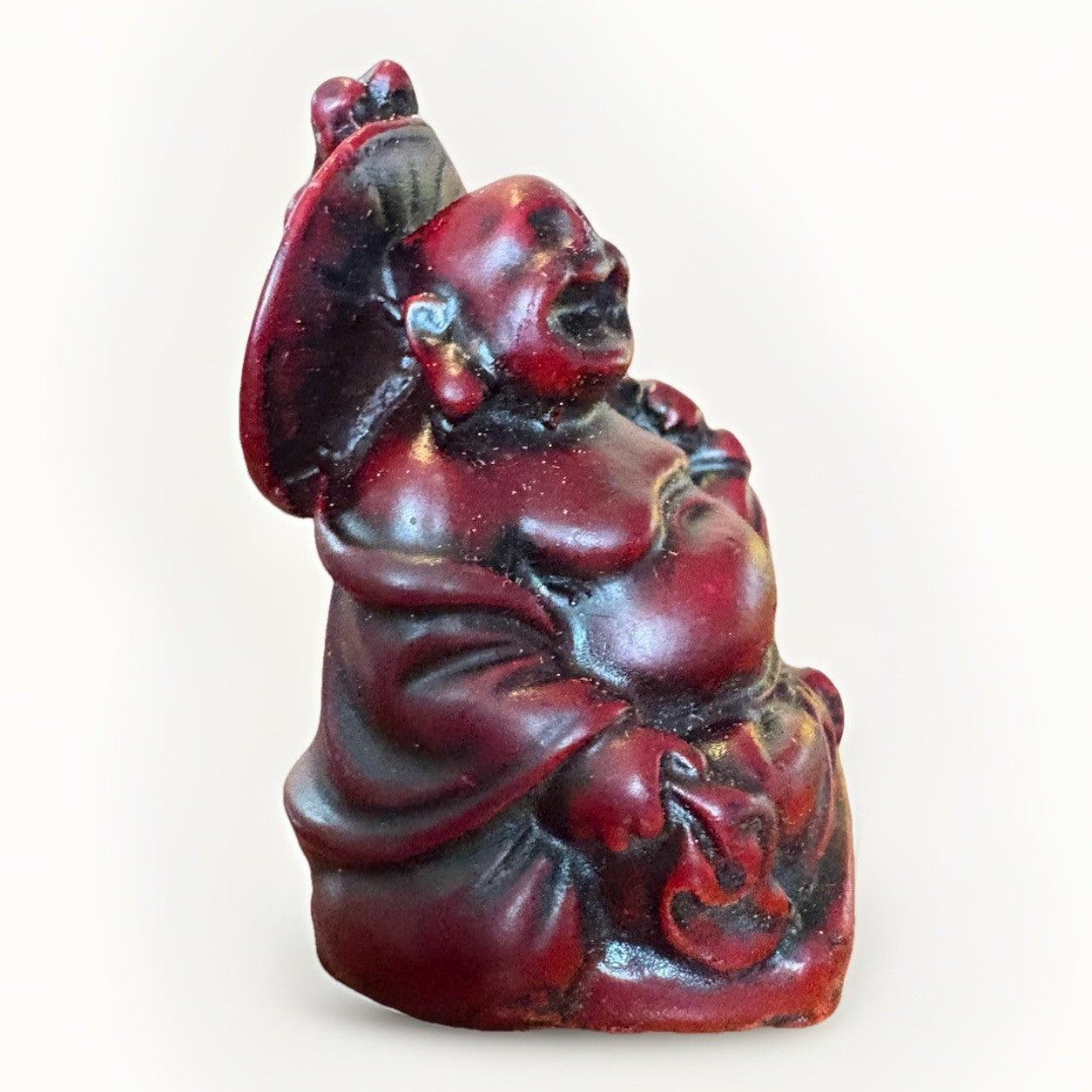Mini Vintage Chinese Buddha Resin Laughing Sitting Statue Figurine Happy Figured