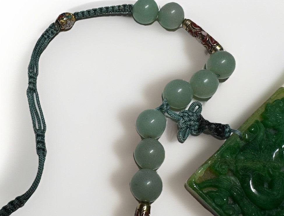 Antique Double-Sided Chinese Carved Jade Plaque Pendant,