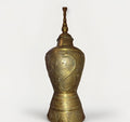 Antique Large Brass Engraved Temple Urn 47.75” Dragon Bird Asian Decor