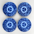 Antique Blue & White Porcelain Chinese 5” D Saucer w/ Gold Rim Set of 4