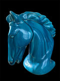 Vintage Turquoise Blue Ceramic Horse Bust Statue – Crackle Glaze Figurine