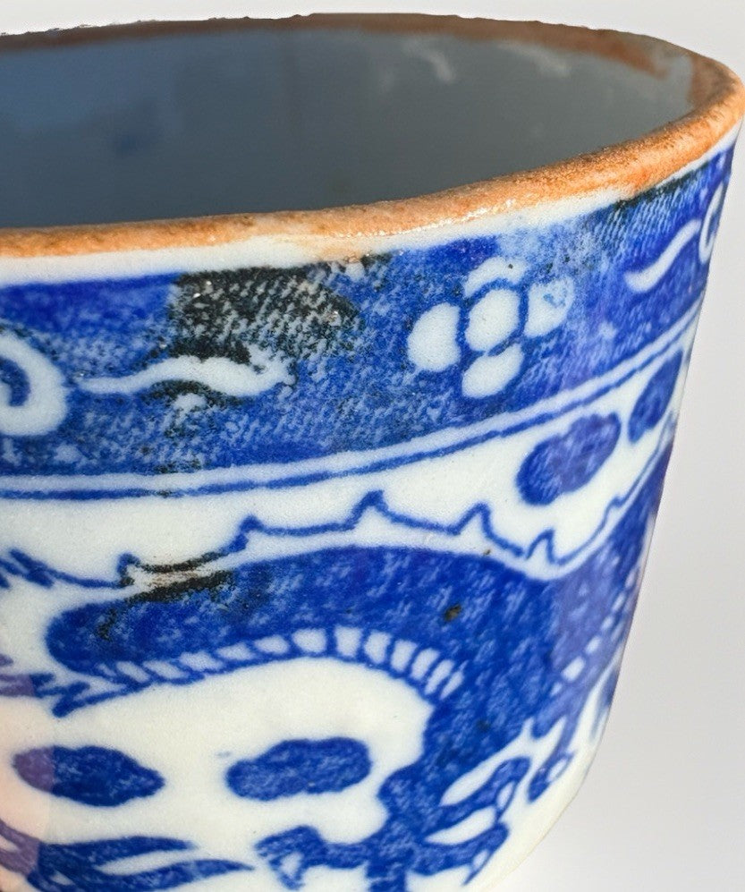 A Pair Chinese Blue&White Porcelain Hand Painted Dragon Pattern Cups 2351