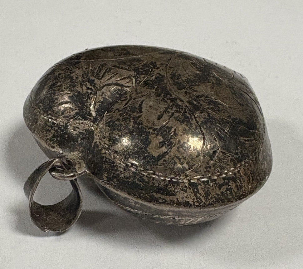 Vintage Engraved Sterling Silver Heart Pendant — Floral Etched — 15g — 2"