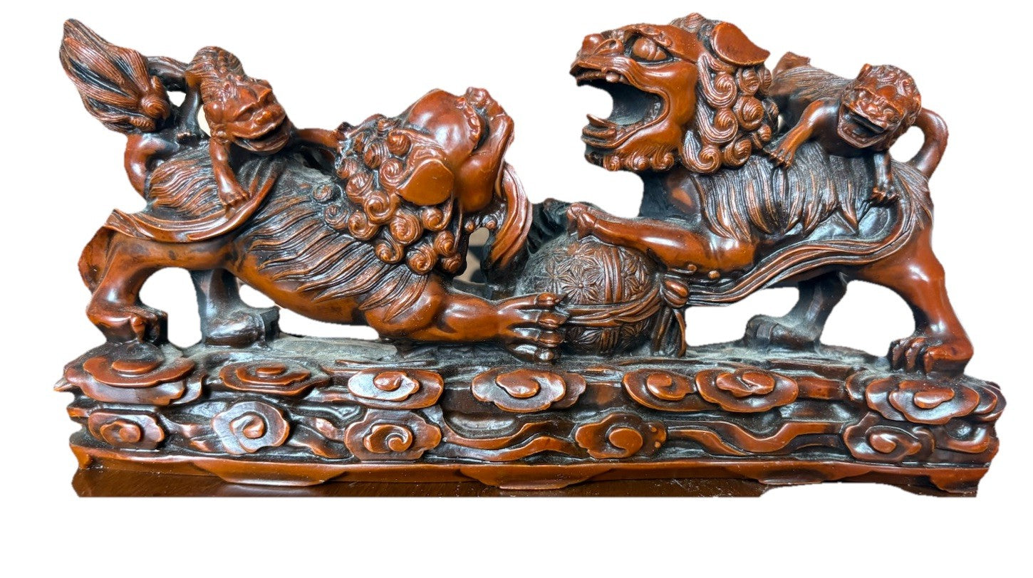 Vintage Fulong Fighting Foo Dogs Statue
